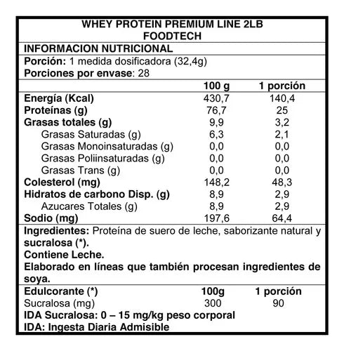 Whey Protein Premium Line 2 Lbs - Foodtech Sabor Delicated Cookies & Cream