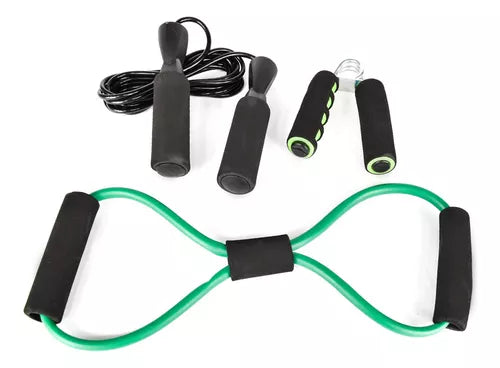 Set Deportivo 7 En 1 Rueda Abdominal Cuerda Lhotse Fit Color Verde