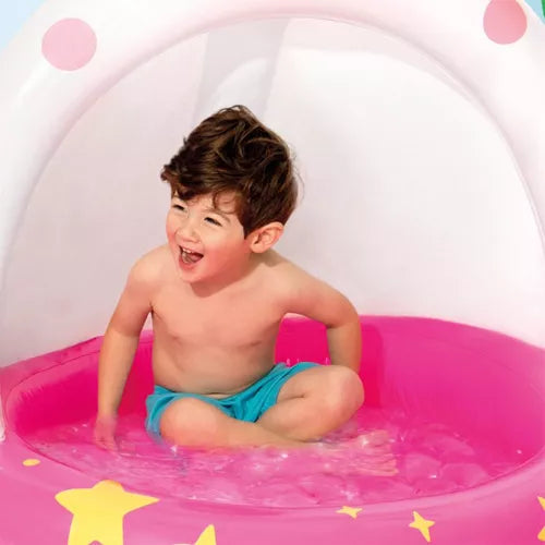 Piscina inflable infantil con forma de unicornio con cubierta
